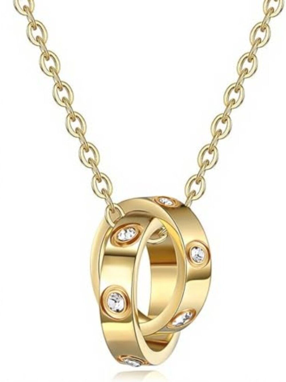 New - 18k Gold-plated‎ Interlocking Circles Love Necklace for Women